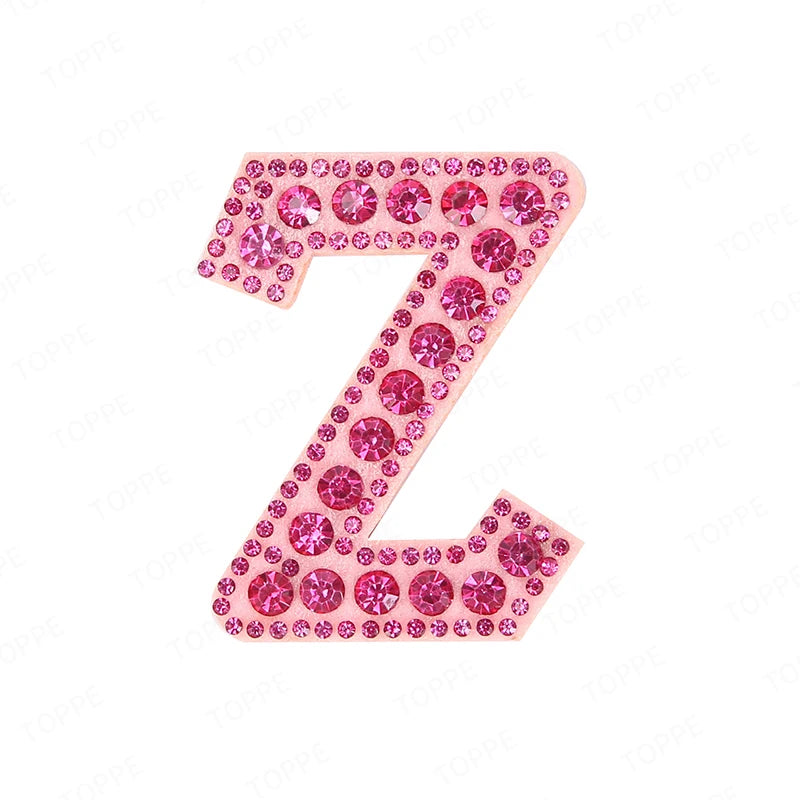 Pink rhinestone letter Z patch for DIY craft project