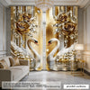 Elegant champagne gold and white swan curtains with floral accents featuring light-blocking fabric
