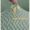 Close-up of a gray knitted fabric showing arrows indicating high resilience and texture.