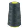 A roll of gray sewing thread with a yellow core.