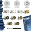 Replacement metal buttons for denim and clothing shown with various features like adjustable and reuse options