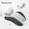 A white memory foam wedge pillow shown with various dimensions and angles.