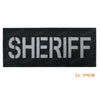 Black embroidered patch with the word SHERIFF in white text