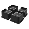 A pack of four black heavy duty furniture and bed risers with textured surfaces.