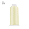 A roll of light yellow polyester embroidery thread with a white cap.