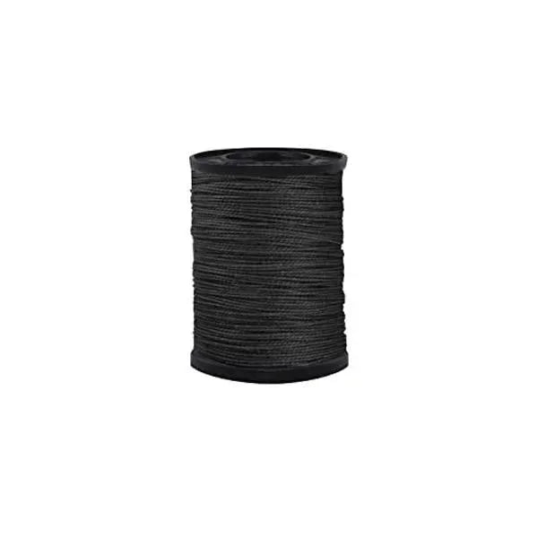 A spool of black heavy duty nylon upholstery thread.