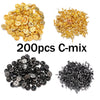 A collection of 200 pieces of C-mix findings including gold and silver metal pin clasps and tie tacks for jewelry making