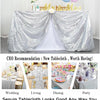 Sparkly silver sequin rectangle tablecloth draped elegantly for events and parties