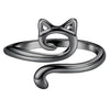Silver adjustable crochet tension rings shaped like a cat face for knitting projects
