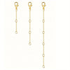 A gold-colored adjustable lobster clasp necklace chain displayed vertically.