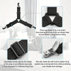 Black adjustable sheet corner grippers with elastic straps designed to keep bed sheets in place.