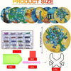 A set of DIY diamond painting coasters, including various colored tiles and a decorative floral coaster.
