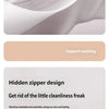 Close-up of a white memory foam wedge pillow with a textured cover, highlighting its design and support features.