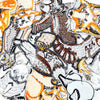 A collection of animal embroidery patches featuring tigers, bears, and other wildlife in various colors and textures.