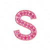 Pink rhinestone letter S patch with a glittery texture for DIY projects