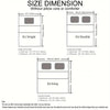Diagram showing the size dimensions of a comforter in EU Single, Double, and King sizes.