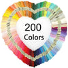 A heart-shaped display of 200 colors of vibrant polyester cross-stitch thread.