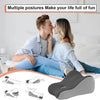 A memory foam wedge pillow for couples is shown next to a couple relaxing on a bed.