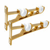 Gold heavy duty double curtain rod brackets with white curved supports