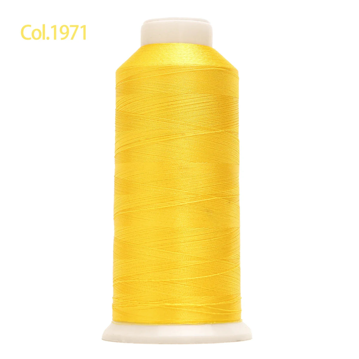 A spool of gold embroidery thread labeled Col.1971