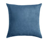 A square, deep blue velvet decorative pillow cover.