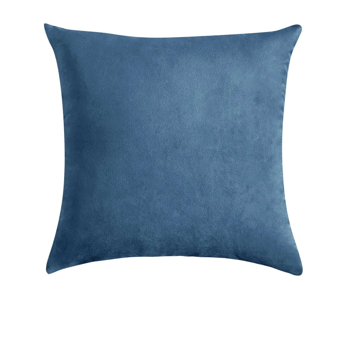 A square, deep blue velvet decorative pillow cover.