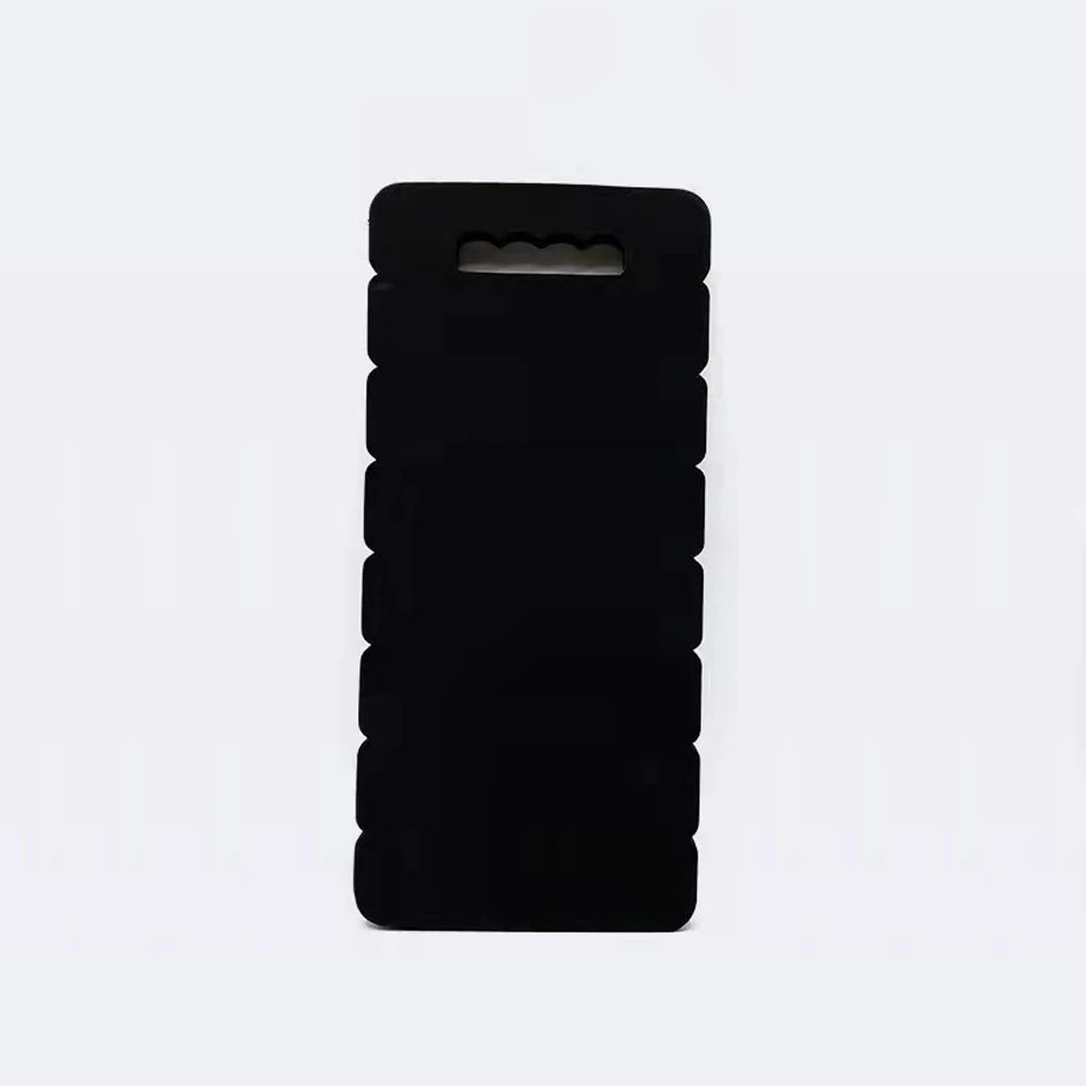 Black thick protective kneeling mat designed for use on hard floors