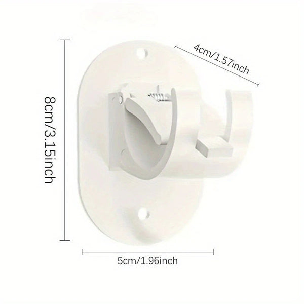 A white heavy duty self-adhesive curtain rod holder is shown with dimensions 8cm by 5cm.