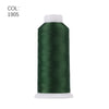 A roll of dark green polyester embroidery thread with a white core.