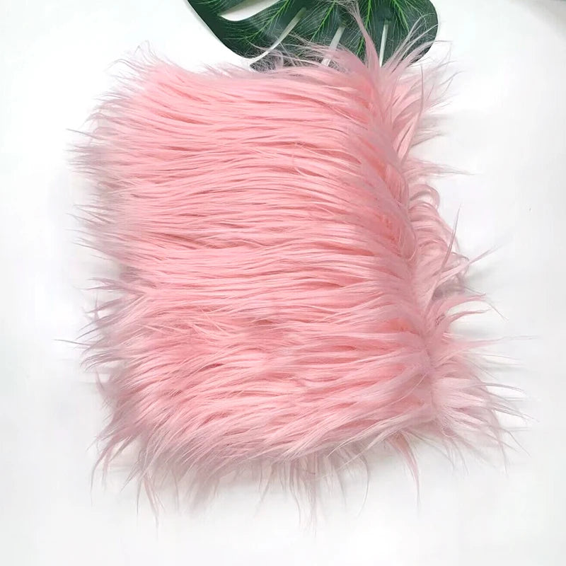 Pink faux fur plush fabric for sewing and crafting
