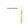 Yellow ergonomic crochet hook and needle set with a 2.5mm/0.098 inch size marking