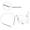 Stainless steel circular knitting needles set showing a needle diameter of 4.8mm and a 7cm length.