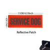 An orange reflective patch embroidered with the text SERVICE DOG