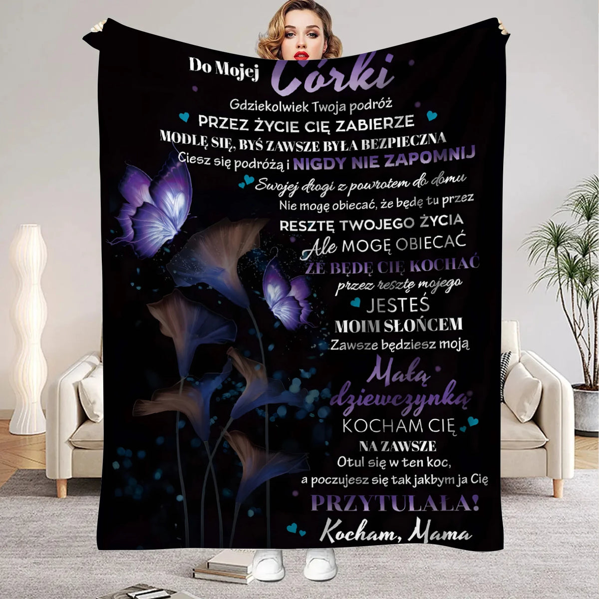 Personalized Mother's Letter Flannel Throw Blanket