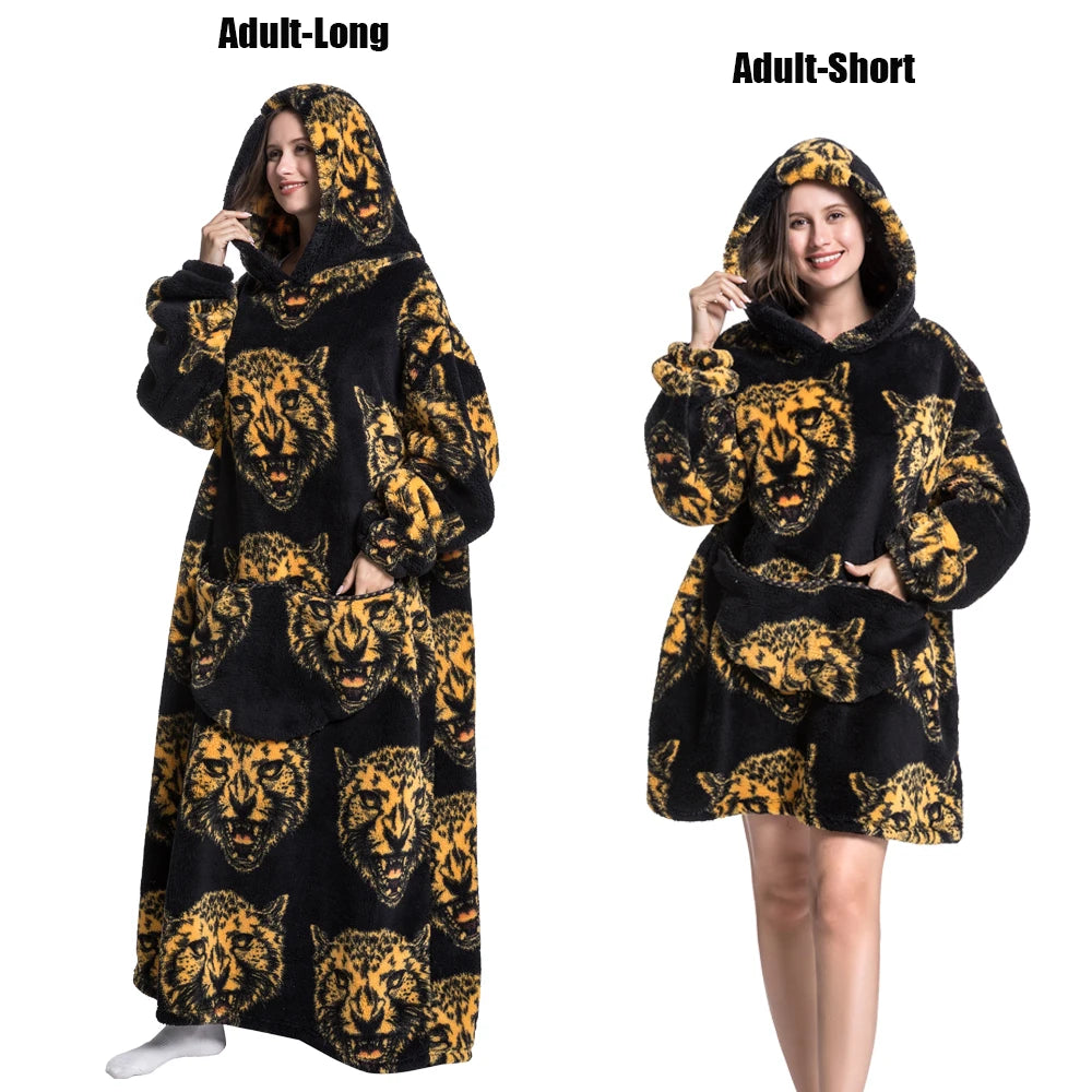 Ultra-Soft Plush Fleece Blanket Hoodie for Adults and Men