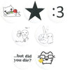 A set of funny tinplate pin brooches featuring animal and music themed designs.