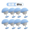 Eight blue adjustable quilt and fabric clips shown in a packaged set.