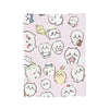 A pink flannel throw blanket featuring a repeating pattern of cute Chiikawa cartoon characters.
