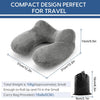A gray inflatable travel pillow with a soft velvet cover shown from the side.