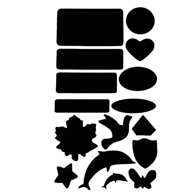 A collection of black fabric repair patches for clothing.