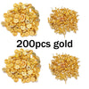 A collection of 200 gold metal pin findings including clasps and tie tacks for jewelry making.
