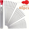 A set of 40 assorted stainless steel hand sewing needles with a red gift tag.