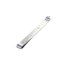 A stainless steel measuring ruler showing inch markings.