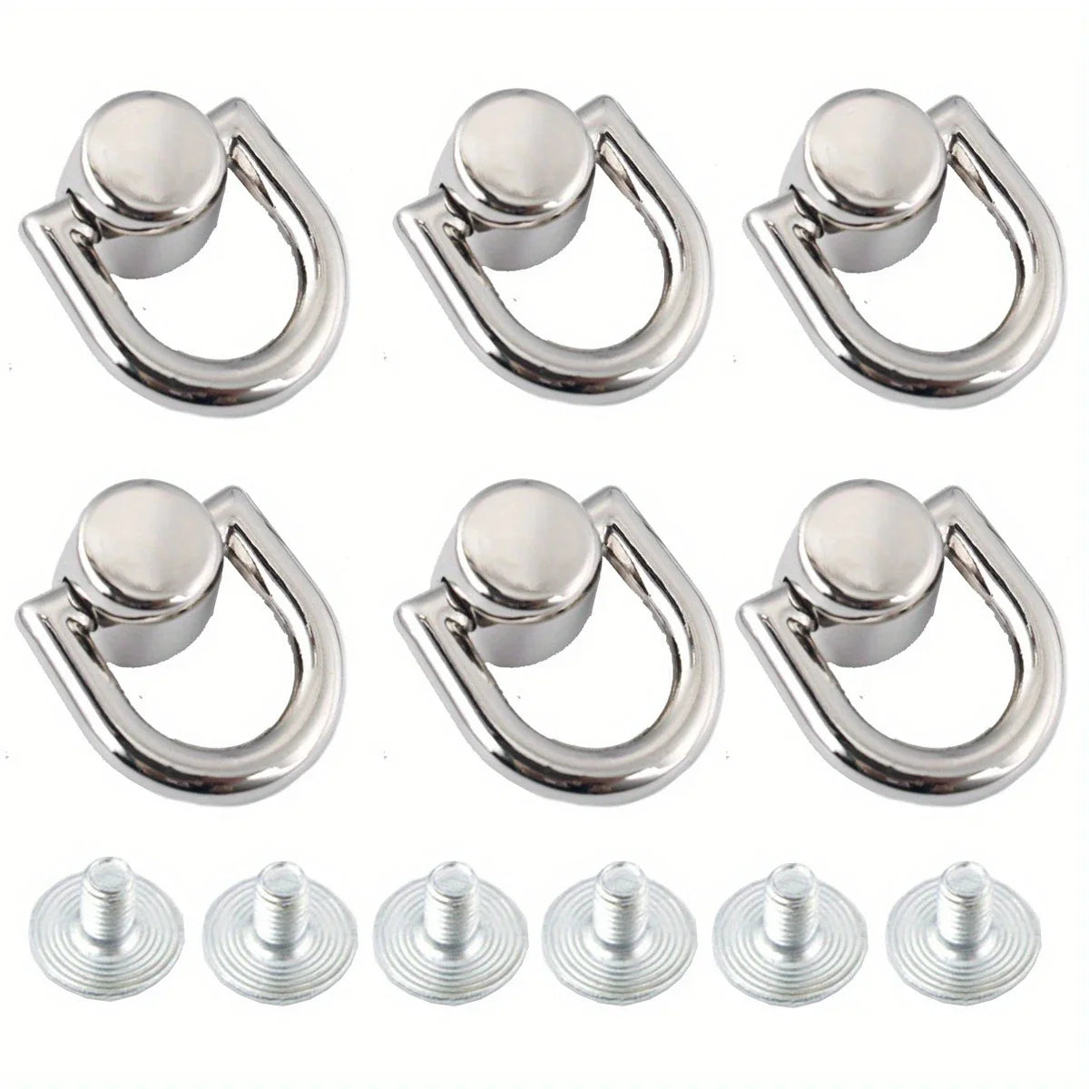 Set of metal D-shaped ring bag handles with screws
