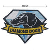 A black dog head silhouette on a blue and gray shield patch with the text Diamond Dogs below it.