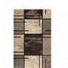 A rectangular floor mat with a checkered pattern in shades of beige, gray, and dark brown.