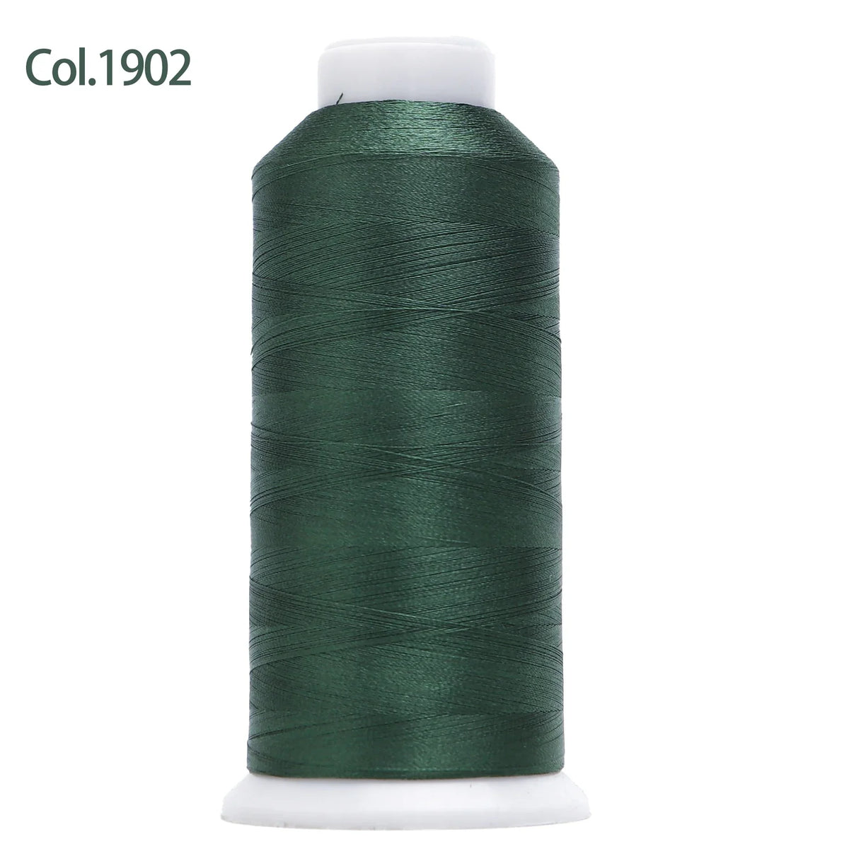 Spool of dark green embroidery thread labeled Col.1902