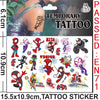 A package of temporary superhero tattoos featuring Spider-Man and his friends for parties.