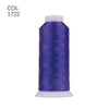 A spool of deep purple high tenacity machine embroidery thread labeled COL: 1722