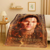 A print featuring Sam Winchester in a dramatic style on a blanket.